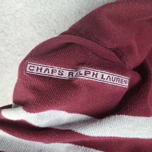 Chaps Ralph Lauren T-Shirt Men's Large Red Burgundy V Neck Long Sleeve Pullover - Picture 3 of 10